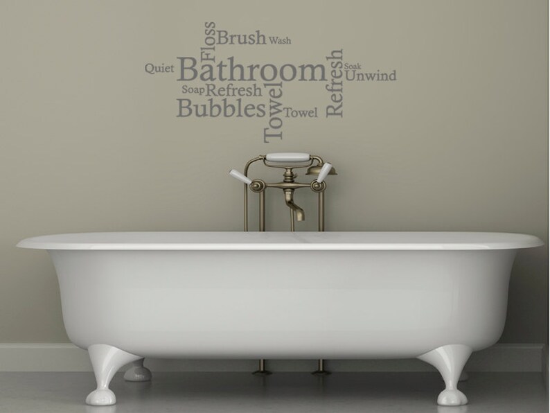 Bathroom Wall Quote Word Cloud Wall Art Sticker Vinyl Etsy
