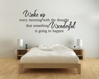 Bedroom &#39;Wake Up&#39; Wall Art Quote, Modern Transfer, PVC Decal, Room Decor, Wall Sticker