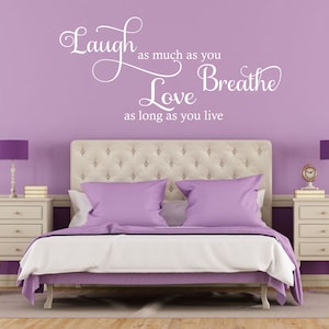Ridi tanto quanto respiri adesivo murale, decalcomania in vinile, trasferimento moderno, PVC