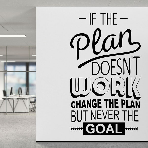 Wall Quote "If the plan doesn't work..." Sticker Modern Transfer PVC Office Work Business Job
