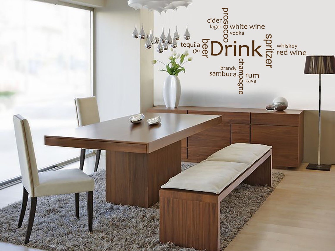 Alcoholic Drink Word Cloud Wall Sticker Adult Modern Transfer Etsy