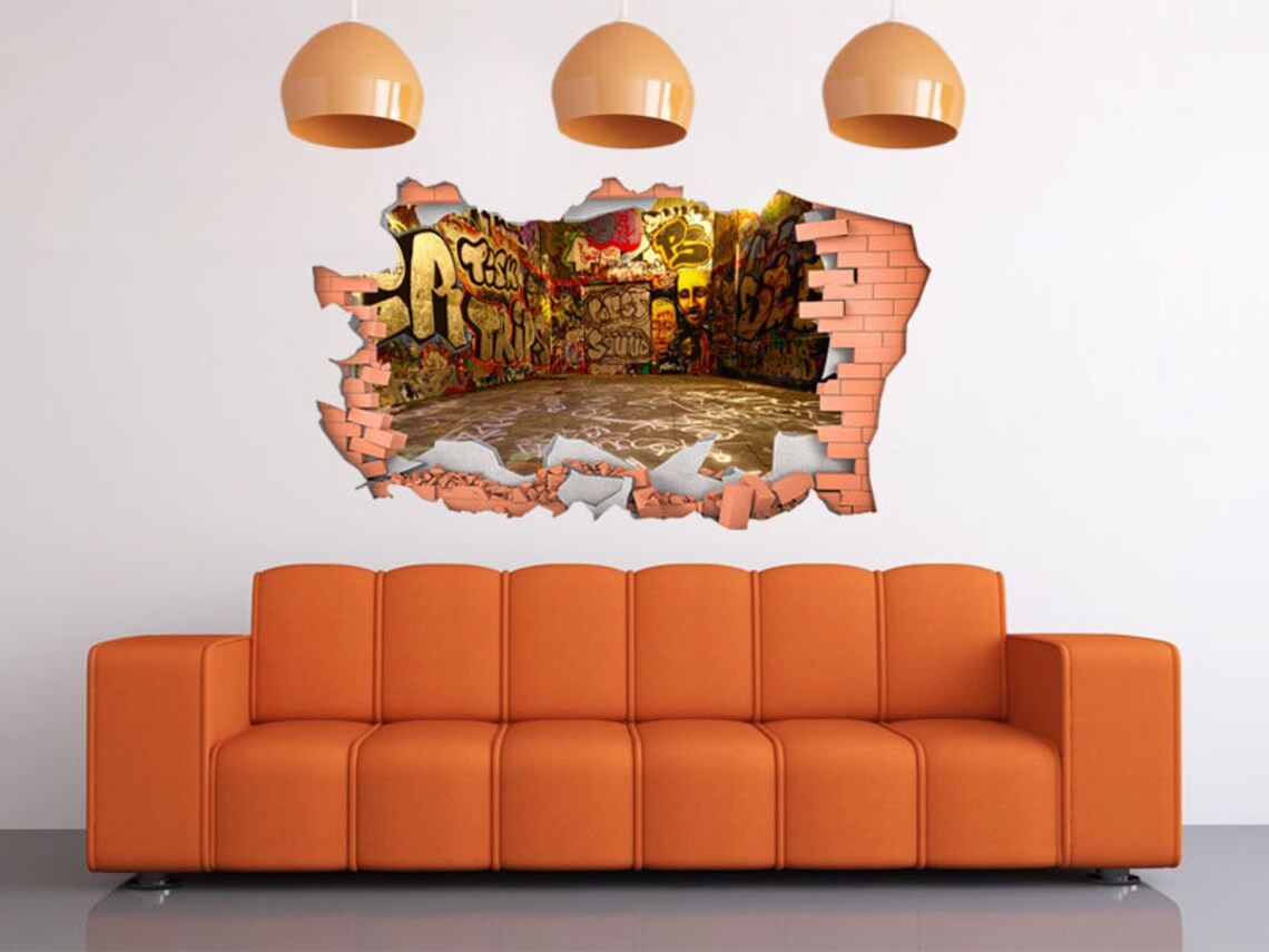 FULL COLOUR Graffiti Wall Art Modern Transfer PVC Decal 3D - Etsy UK