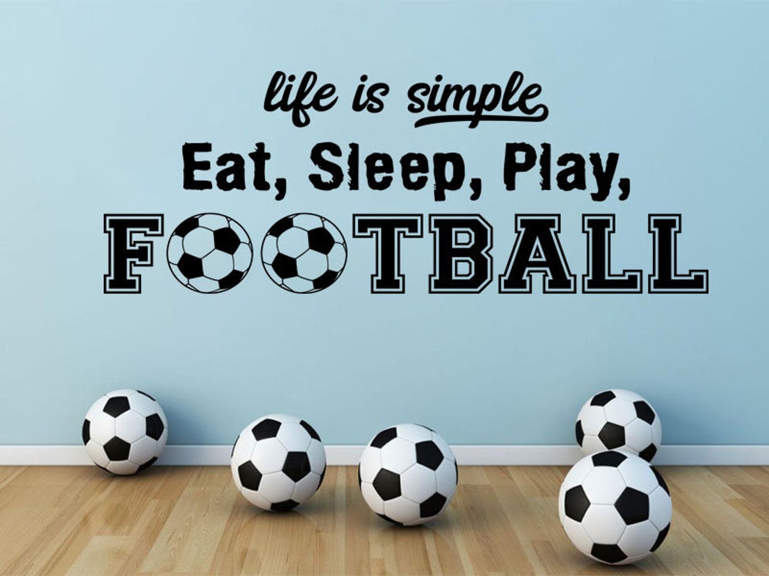 Autocollant Mural Déco "Manger Dormir Jouer Au Football" - Vinyle Amovible, Motif S03, Marque RexburgVinyl