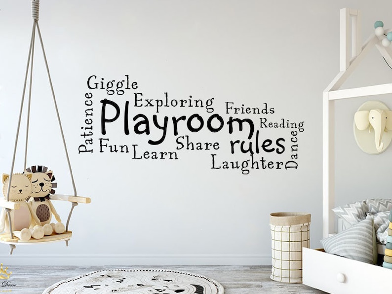Playroom Rules Wall Art Quote Decal Modern Transfer Etsy