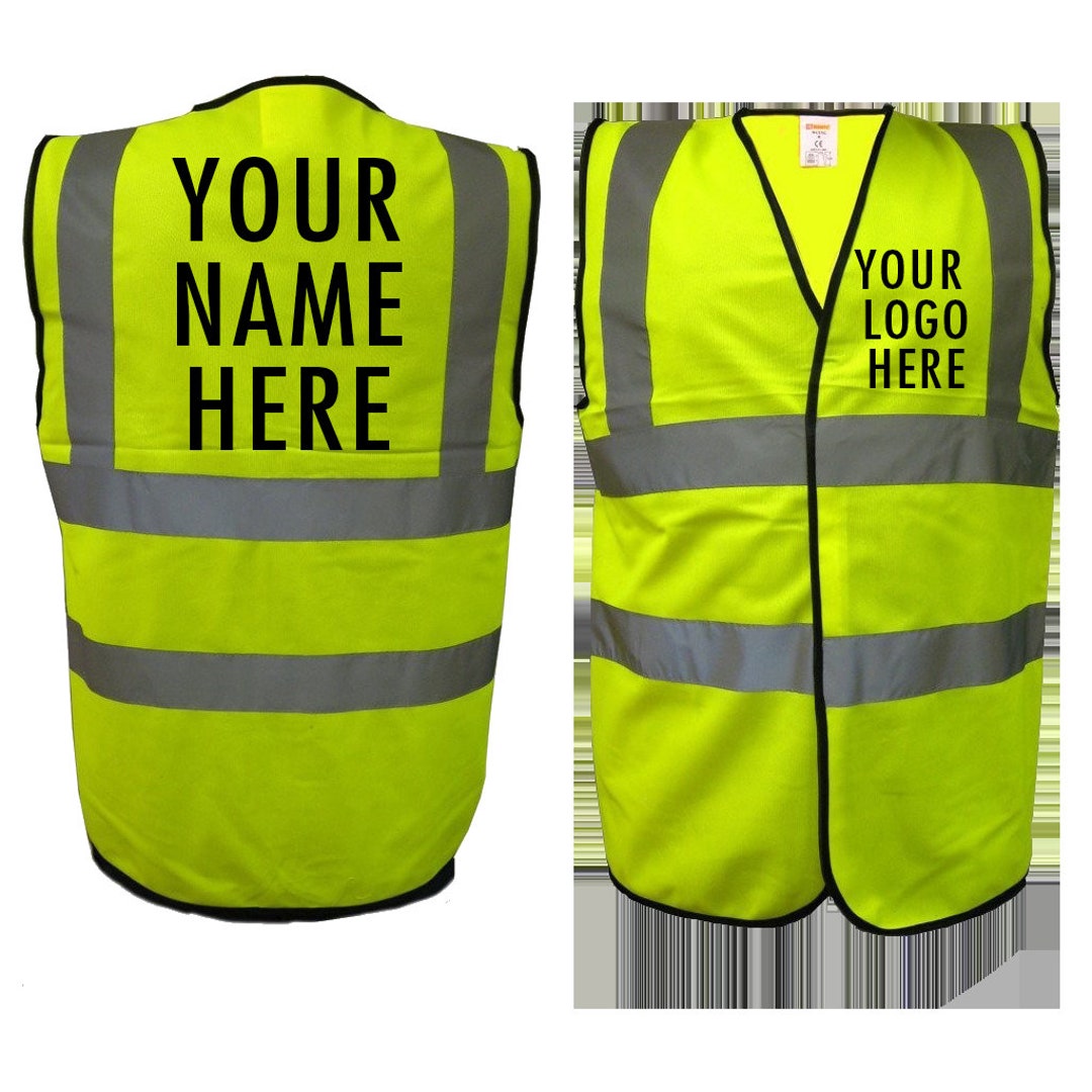 Custom Printed Yellow Hi Vis Vest Reflective Safety Workwear Etsy