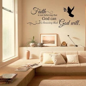 Religious Wall Art Sticker &quot;Faith Is...&quot;, Vinyl Decal, Modern Transfer, God