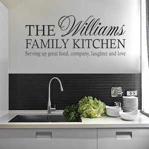 PERSONALISED "The Family Kitchen..." Wall Art Sticker, Vinyl Decal, Transfer.