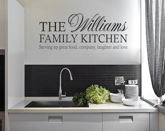 PERSONALISED "The Family Kitchen..." Wall Art Sticker, Vinyl Decal, Transfer.