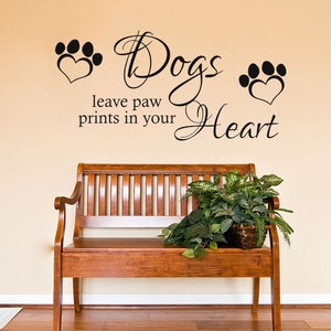 Wall Quote &quot;Dogs Leave Paw Prints...&quot; Vinyl Wall Sticker, Modern Decal, Tattoo