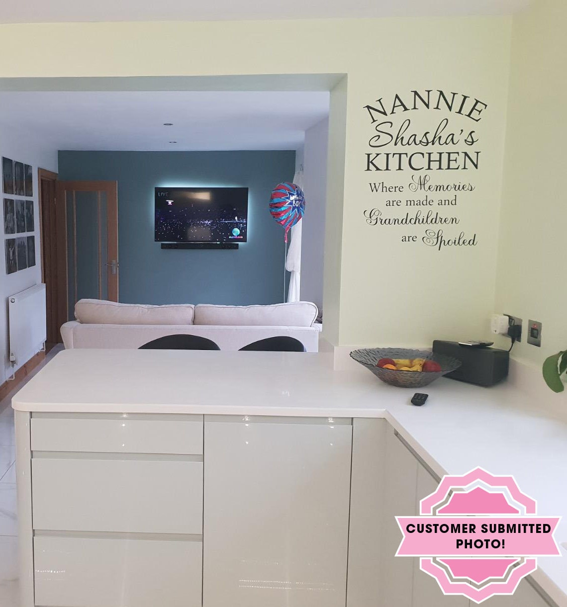 Autocollant Mural Déco Cuisine "Nana's Kitchen Memories" - Citation Humoristique Sur Les Petits-Enfants - Neuf