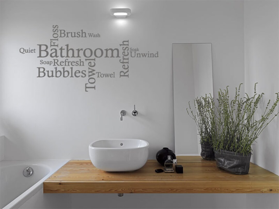 Bathroom Wall Quote Word Cloud, Wall Art Sticker, Vinyl Decal, Modern