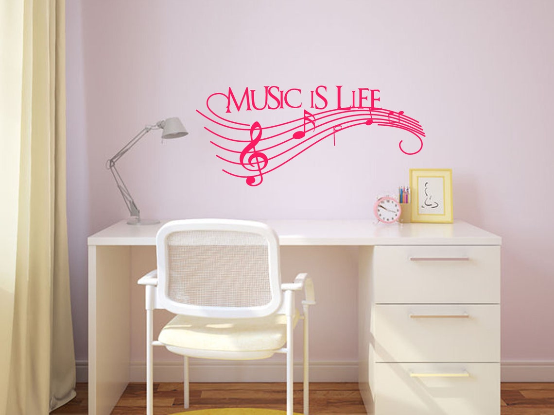 Wall Quote music is Life Music Sticker Decal Decor Etsy