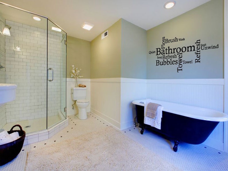 Bathroom Wall Quote Word Cloud Wall Art Sticker Vinyl Etsy