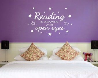 Reading Is Dreaming Wall Art Sticker, PVC Decal, Modern Transfer, Bedroom Quotes