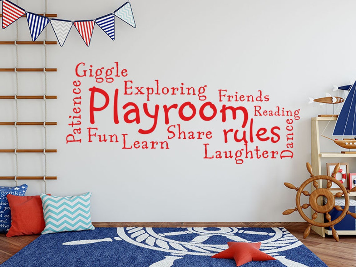 Playroom Rules Wall Art Quote Decal Modern Transfer Etsy