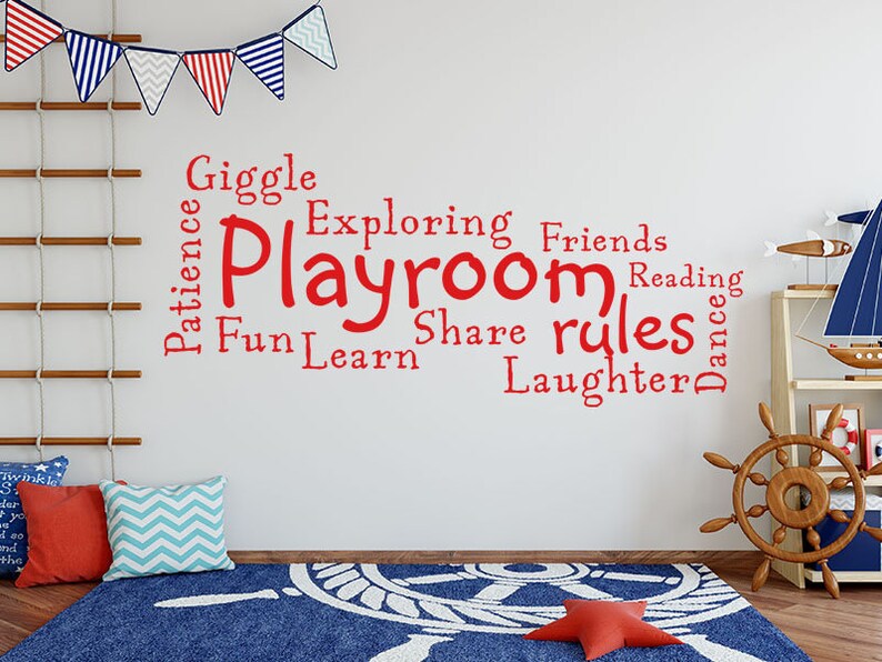 Playroom Rules Wall Art Quote Decal Modern Transfer Etsy
