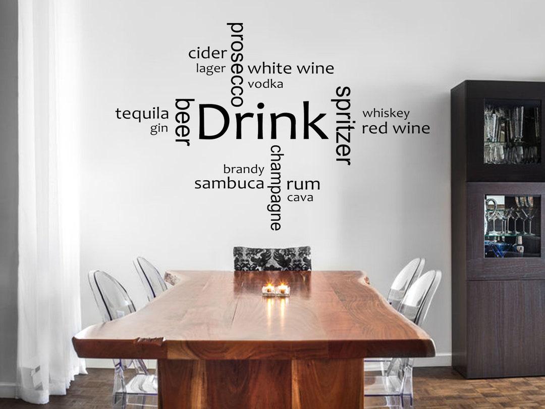 Alcoholic Drink Word Cloud Wall Sticker Adult Modern Transfer PVC Decal