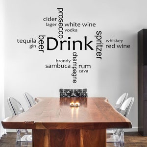 Alkoholisches Getränk Wort Wolke Wandsticker Erwachsene Modern Transfer PVC Aufkleber Dekor Alkohol trinken