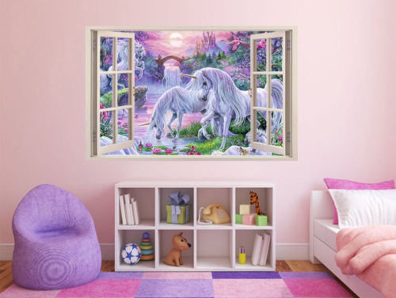 FULL COLOUR Unicorn Wall Art Modern Transfer PVC Decal 3D Etsy UK