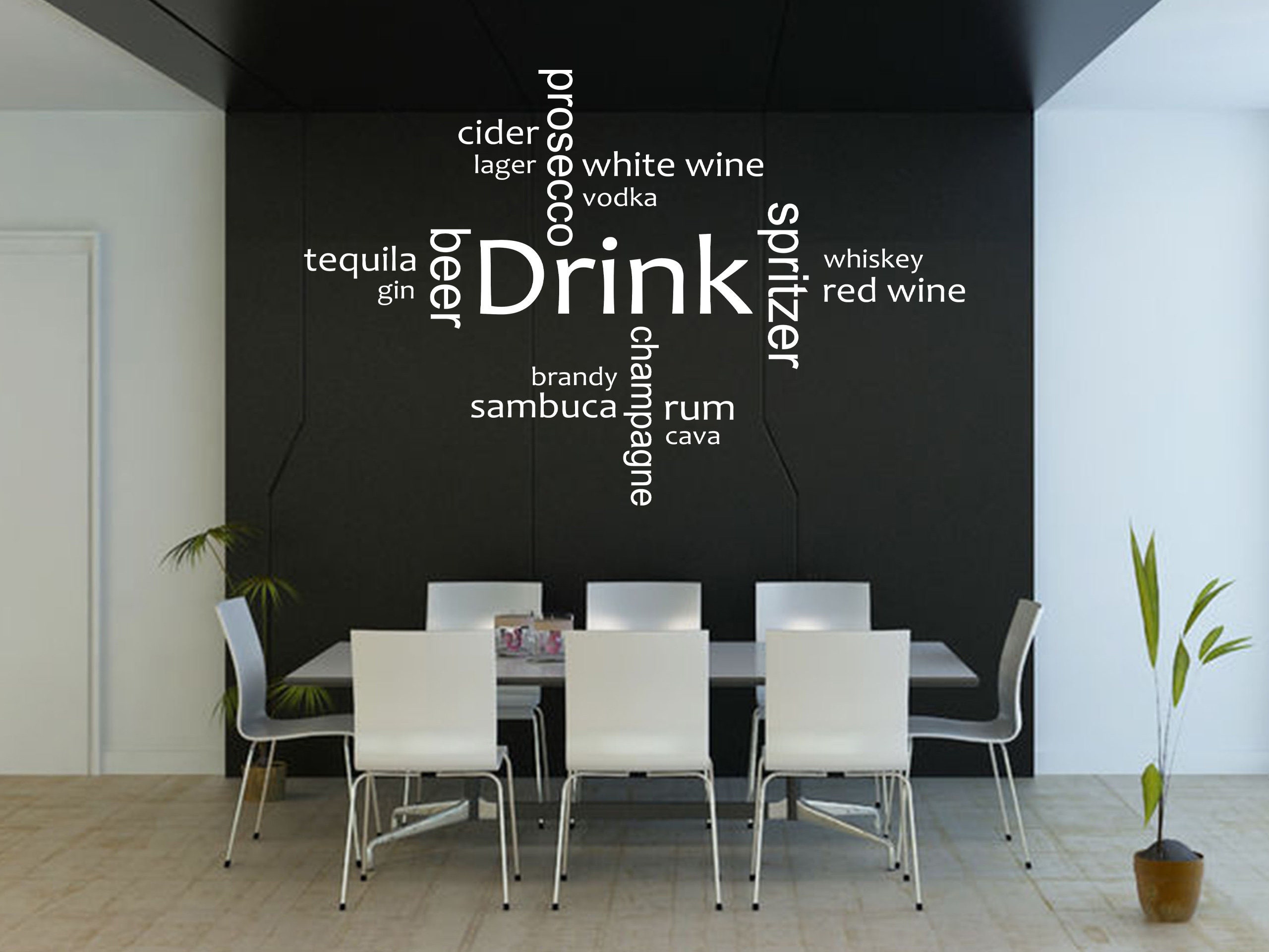 Alcoholic Drink Word Cloud Wall Sticker Adult Modern Transfer Etsy