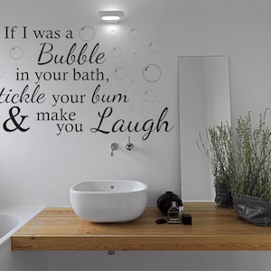 Cita de la pared del baño "Si yo fuera una burbuja...", pegatina de arte de pared, calcomanía de vinilo, transferencia moderna.