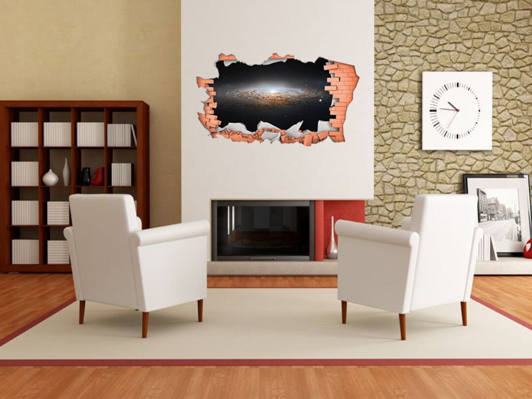 FULL COLOUR Space Smashed Wall Art, Modern Transfer, PVC Decal, 3D ...