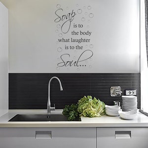 Wall Quote &quot;Soap is laughter…&quot; Cute Bathroom Funny Laughter Vinyl Sticker Decal Decor Transfer Accessories