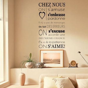French Wall Quote &quot;Chez Nous…&quot; Motivational Sticker Decal Decor Transfer Reading Educational Journey