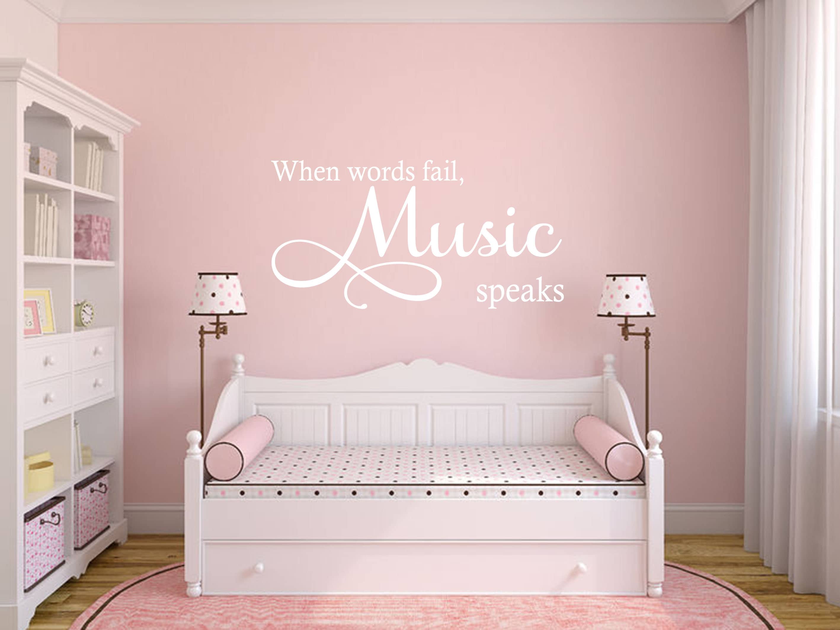 Wall Quote "When words fail, music speaks" Wall Art Sticker, Vinyl Decal, Modern Transfer.