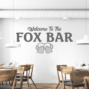 PERSONALISED Wall Sticker &quot;Welcome To The...&quot; Customised Bar Pub Decal Transfer Custom Drinking Restaurant