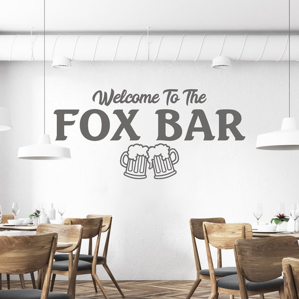PERSONALISED Wall Sticker "Welcome To The..." Customised Bar Pub Decal Transfer Custom Drinking Restaurant