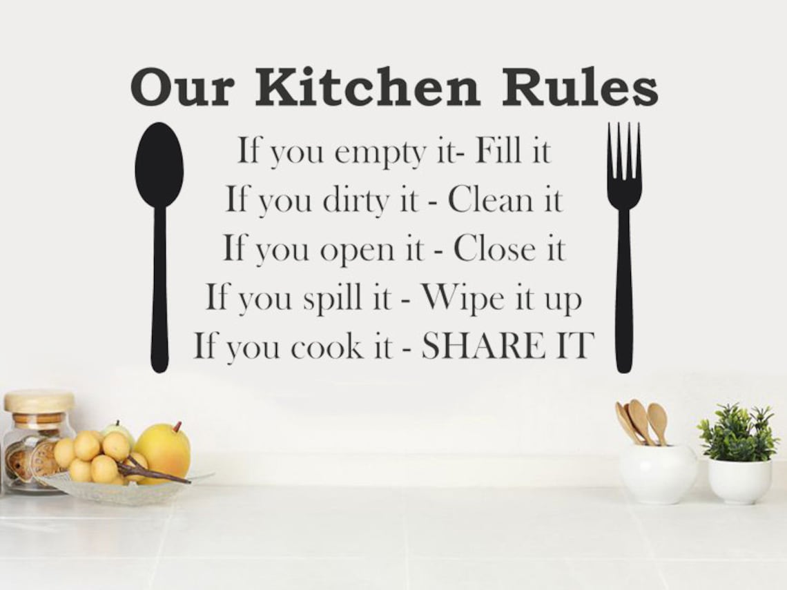 Kitchen Wall Quote our Kitchen Rules Wall Art Etsy