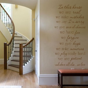 Family Wall  Quote  &quot; In This House We Are....&quot;, Wall Art Sticker, Vinyl Decal, Modern Transfer.