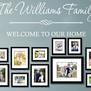 Personalised &#39;Welcome to our home&#39; Wall art sticker, adhesive, decoration, decal