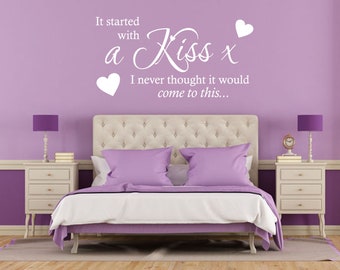Wall Quote "It started with a kiss" Lyrics Song Romantic Cute Relationship Accessories Sticker Vinyl Decal Decor Transfer Quote Modern