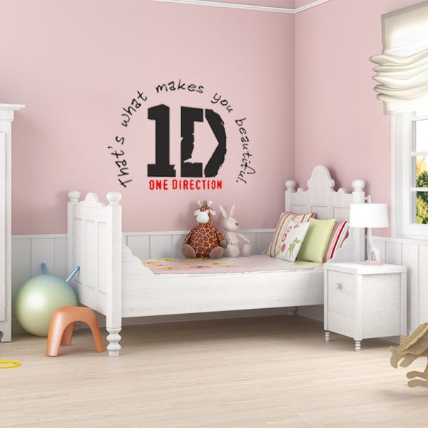 1D Wall Sticker, One Direction Logo With Lyrics, Wall Art Sticker, Vinyl Decal, Modern Transfer.