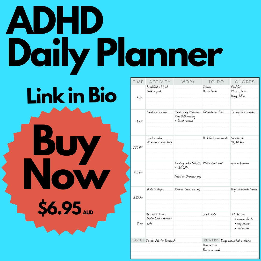 ADHD Daily Planner Printable Template no Watermark - Etsy