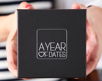 A Box of Date night cards, the perfect Wedding present or paper anniversary gift for him.  A romantic gift for her.