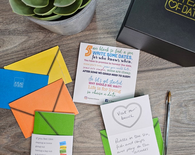 Wedding gift - A Year of Dates. Romantic gift for him. Date Night Ideas Box.