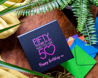 Personalised Fifty Things To Do When You Are 50 - 50th birthday gift | celebrations last all year, for those who already have everything!