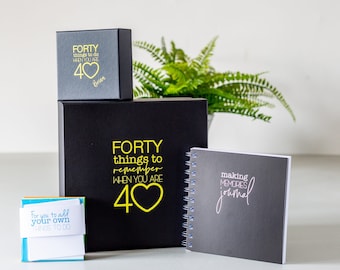 40th Birthday gift - Forty Things to do When You are 40 memory box bundle
