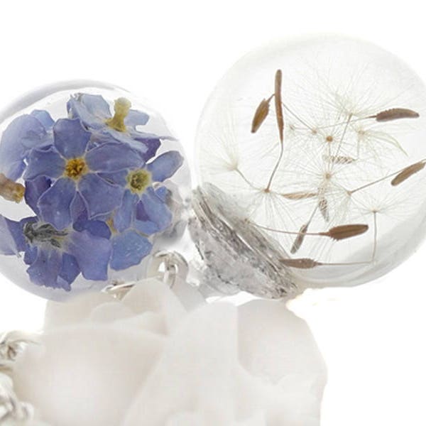 genuine *Wish Pusteblume & Forget Me Not* Chain Flowers Necklace (0011/P-V)