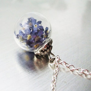 real forget-me-not flowers necklace, real flowers jewelry necklace 45-80 cm image 2