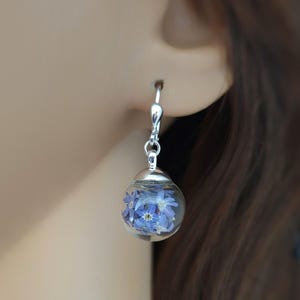 Real forget-me-not earrings | forget me not | genuine 925 sterling silver | earrings ear clips | blue flower jewelry
