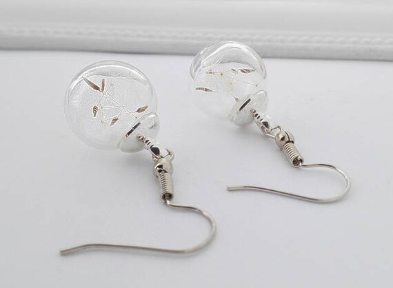 0072 Verdadera diente de león Wish deseo flores aretes ohrhänger