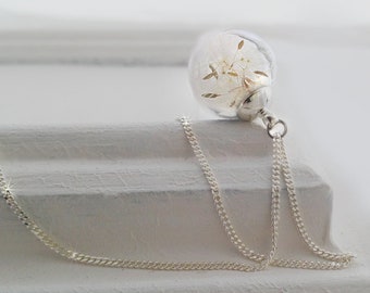 Necklace real dandelion * wish * necklace dandelion terrarium necklace, dandelion jewelry 45-80 cm