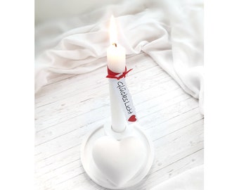 Herz Liebe Geschenk Set personalisierte Kerze | Teller | Kerzenhalter | Jahrestag  Hochzeit Jubiläum Geschenkset | Beton Raysin