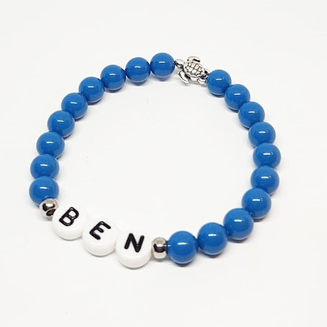 Name Bracelet Beaded Bracelet Baptism Bracelet Schooling Etsy UK
