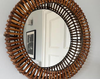 Vintage Umbra 1990s Matt Carr Franco Albini Rattan Mirror