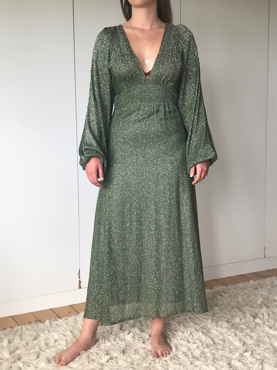 green silver dress